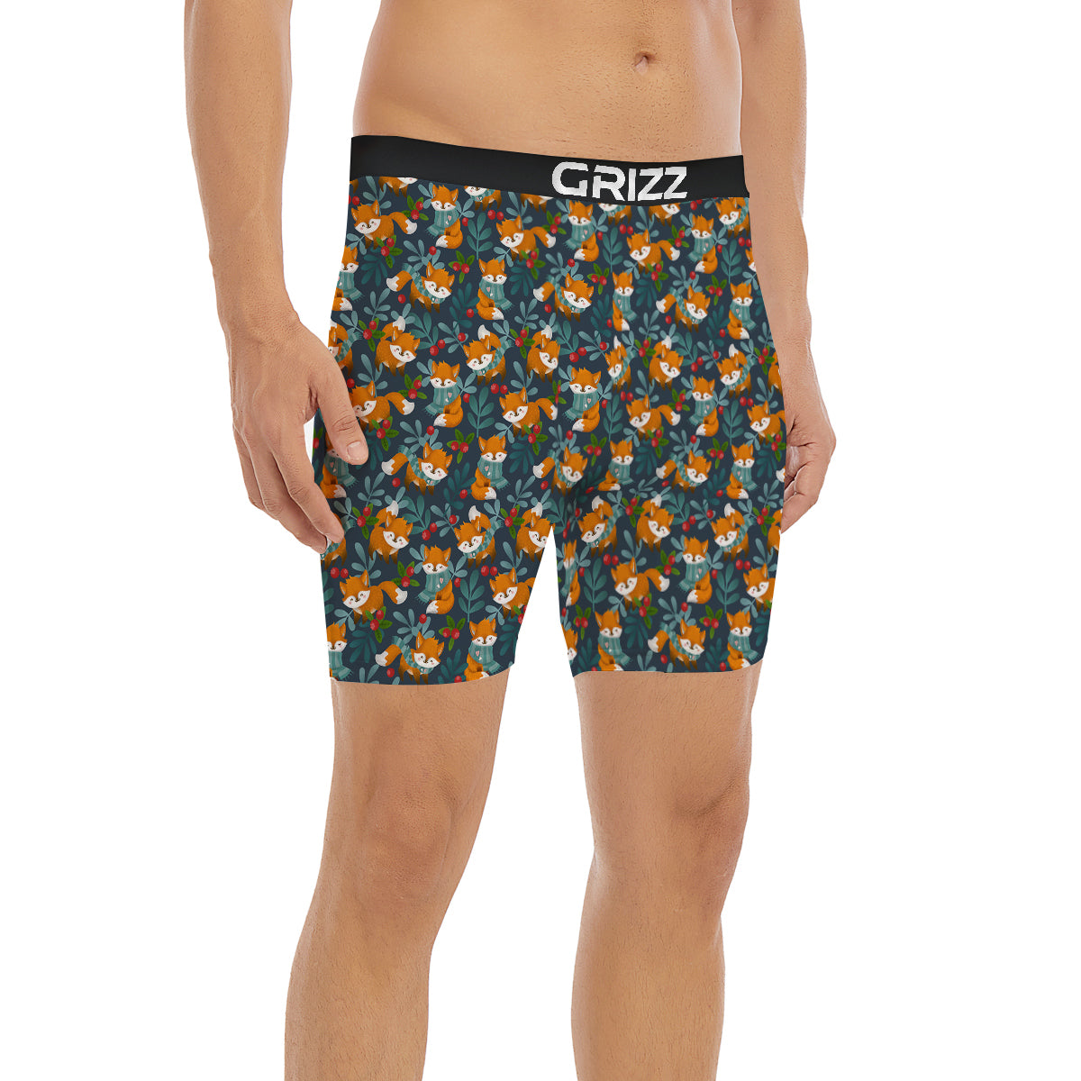 Cute Fox Print Pattern Boxer Briefs-grizzshop