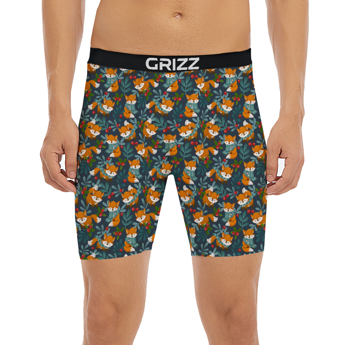 Cute Fox Print Pattern Boxer Briefs-grizzshop