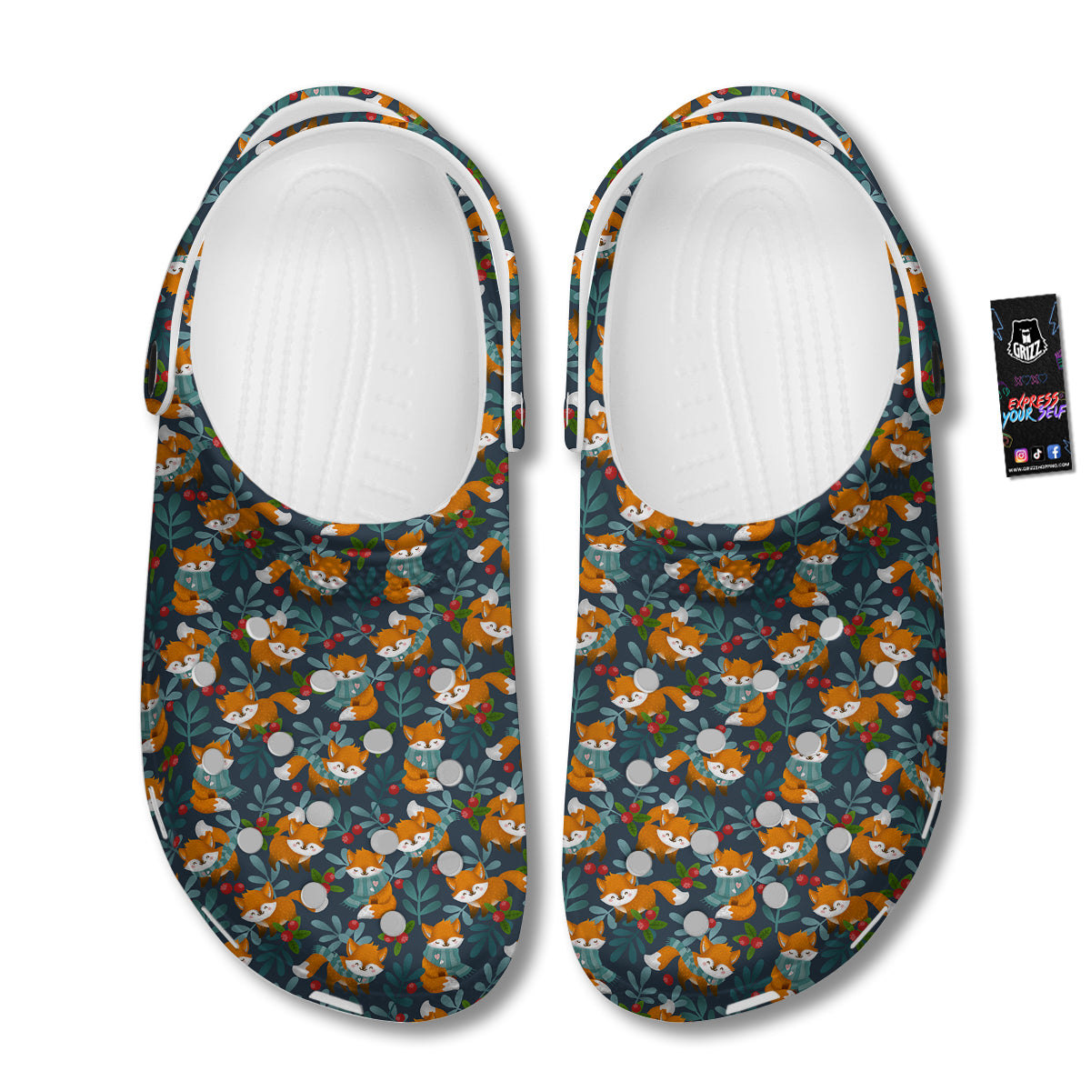 Cute Fox Print Pattern Clog-grizzshop