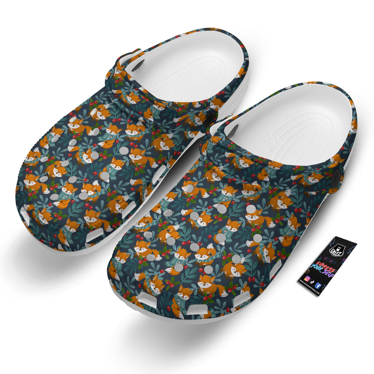 Cute Fox Print Pattern Clog-grizzshop