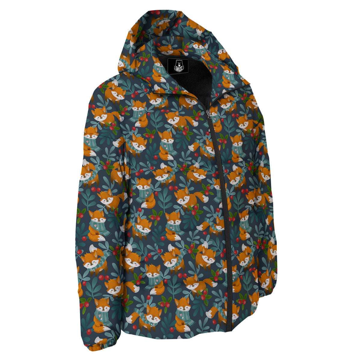 Cute Fox Print Pattern Down Jacket-grizzshop
