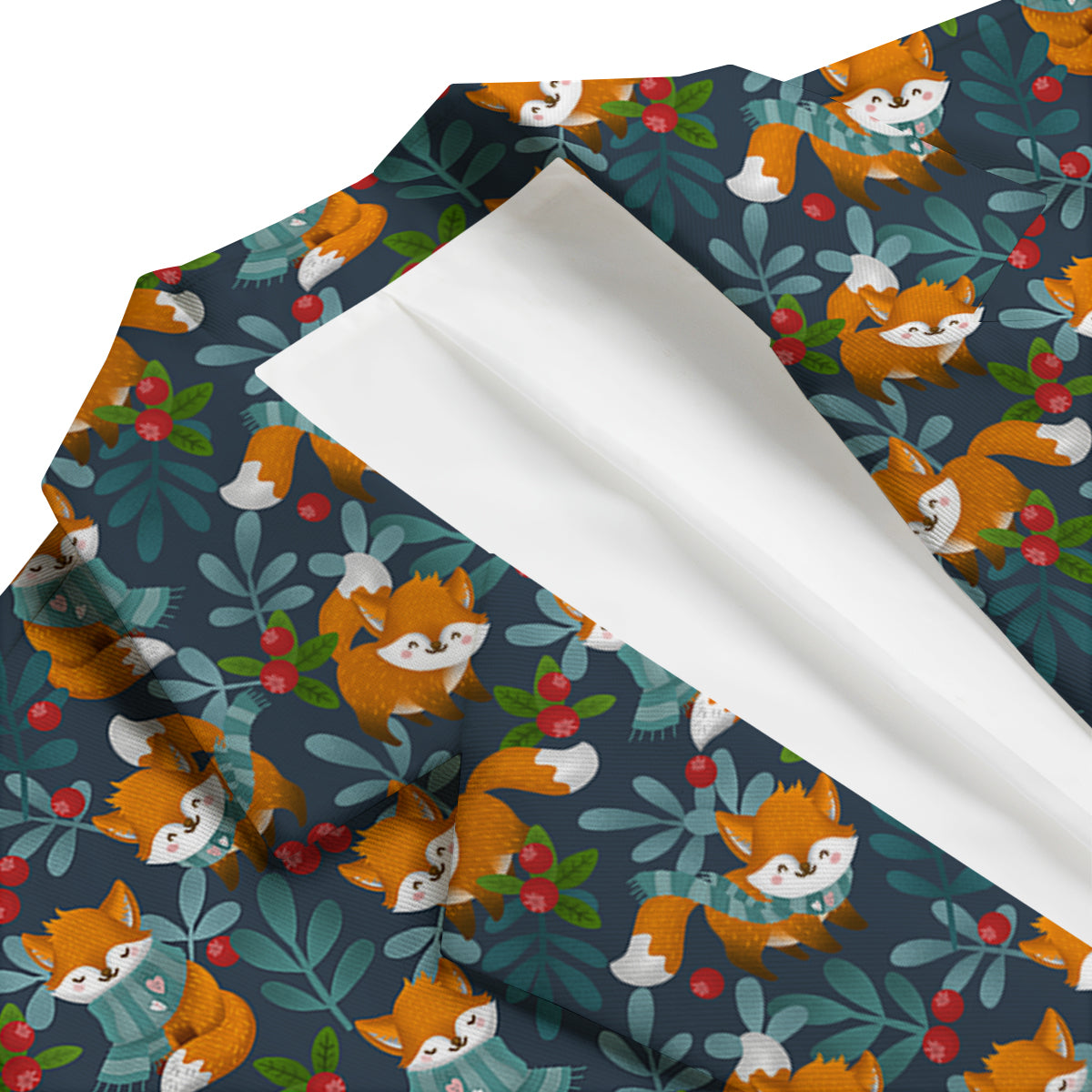 Cute Fox Print Pattern Men's Blazer-grizzshop