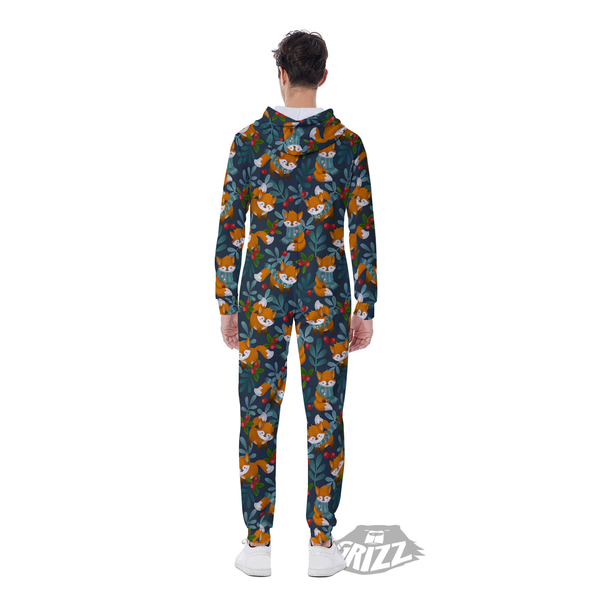 Cute Fox Print Pattern Men's Jumpsuit-grizzshop