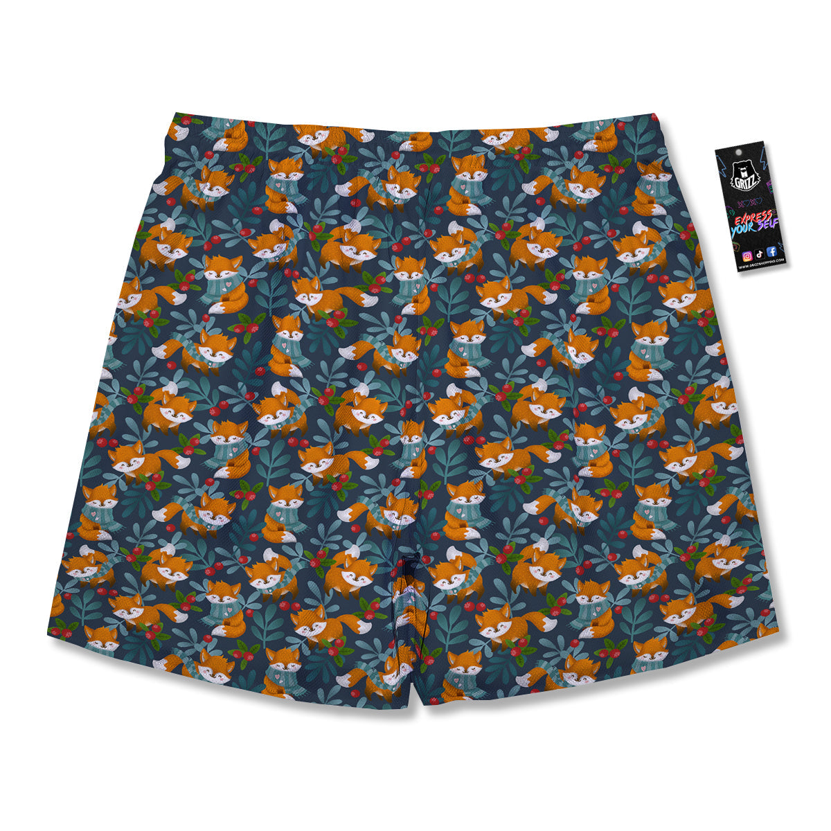 Cute Fox Print Pattern Men's Running Shorts-grizzshop