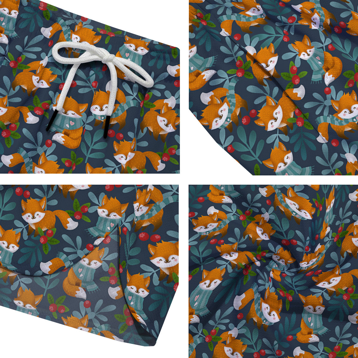 Cute Fox Print Pattern Men's Running Shorts-grizzshop