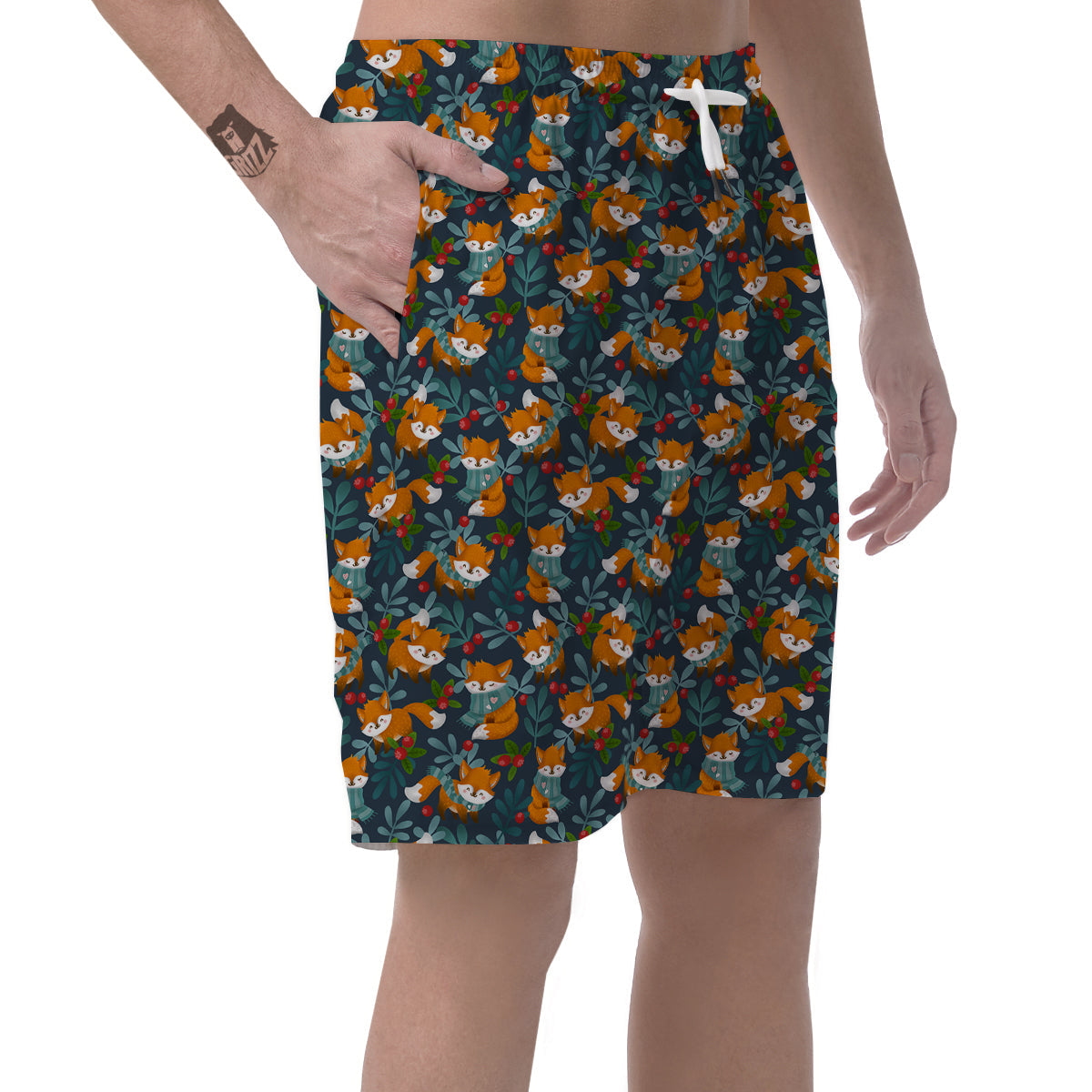 Cute Fox Print Pattern Men's Shorts-grizzshop