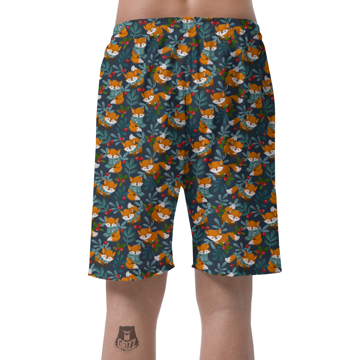 Cute Fox Print Pattern Men's Shorts-grizzshop