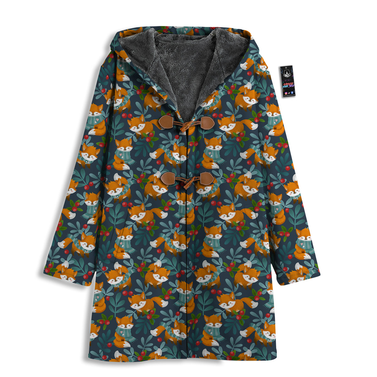 Cute Fox Print Pattern Men's Windbreaker Jacket-grizzshop