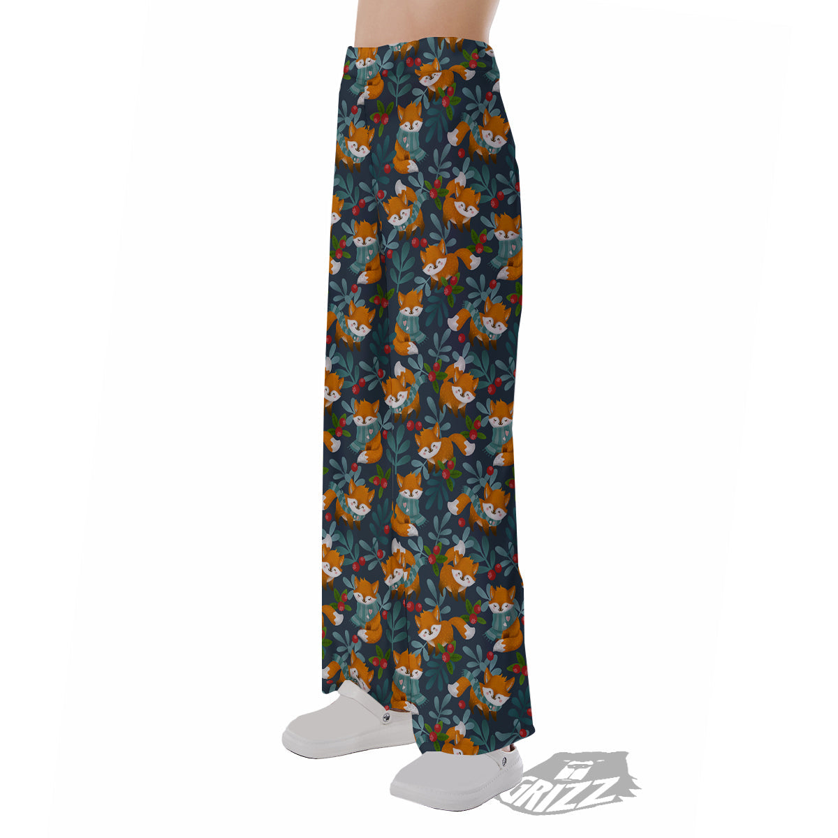 Cute Fox Print Pattern Pajama Pants-grizzshop
