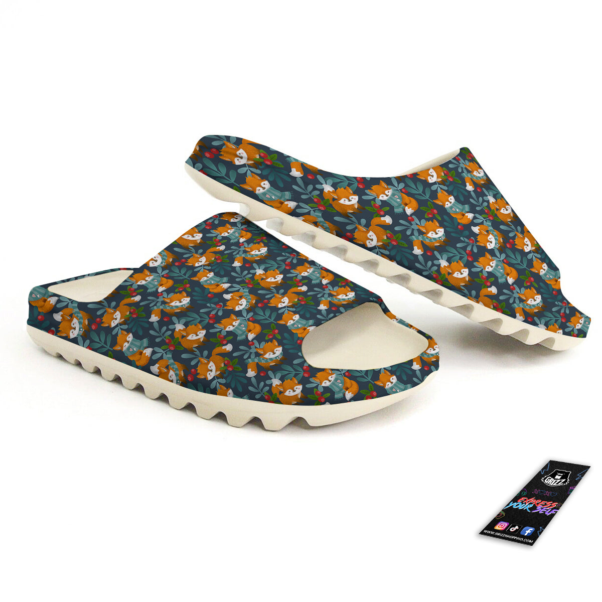Cute Fox Print Pattern Sandals-grizzshop