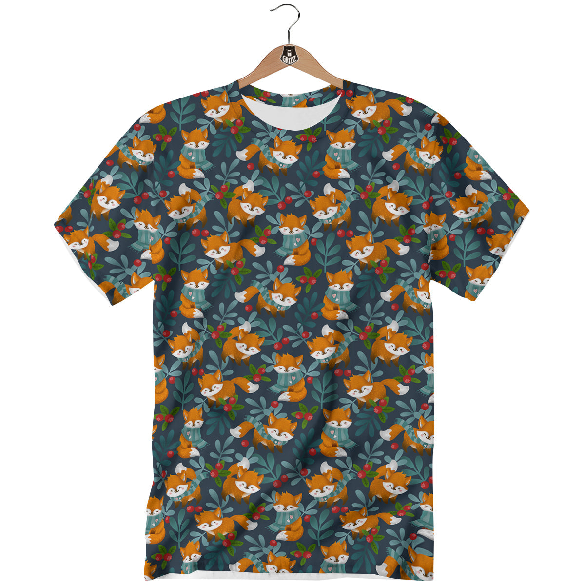 Cute Fox Print Pattern T-Shirt-grizzshop