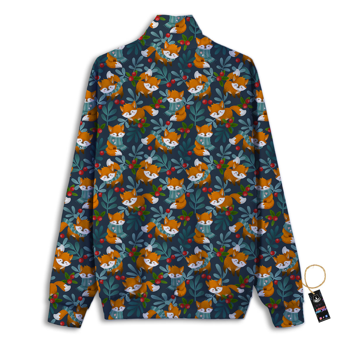 Cute Fox Print Pattern Track Jacket-grizzshop