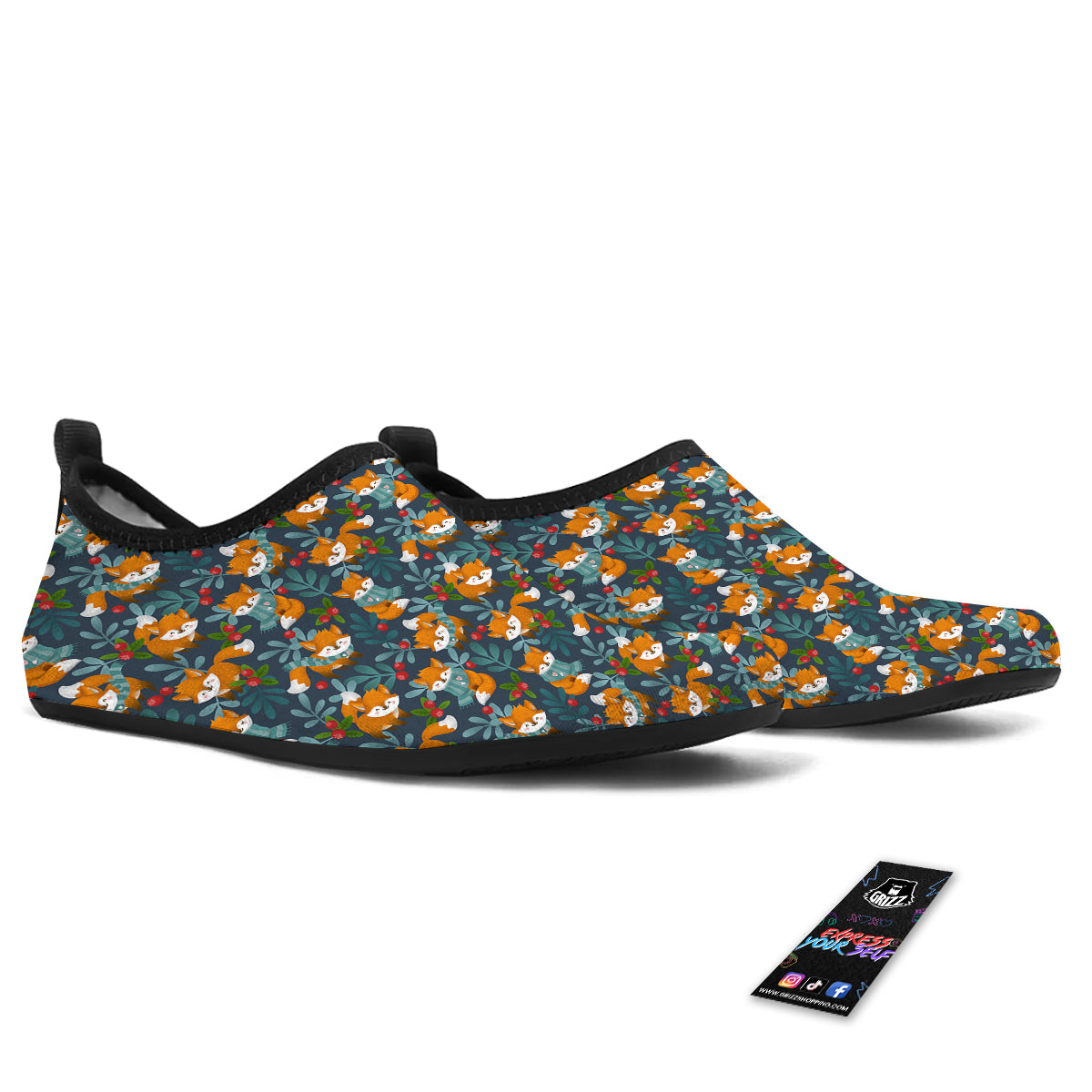 Cute Fox Print Pattern Water Shoes-grizzshop
