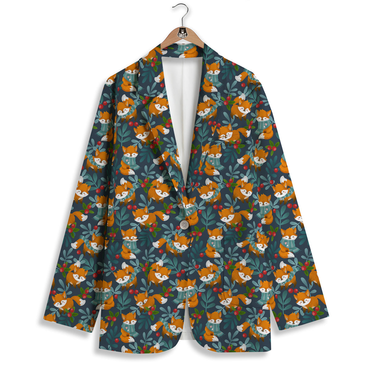 Cute Fox Print Pattern Women's Blazer-grizzshop