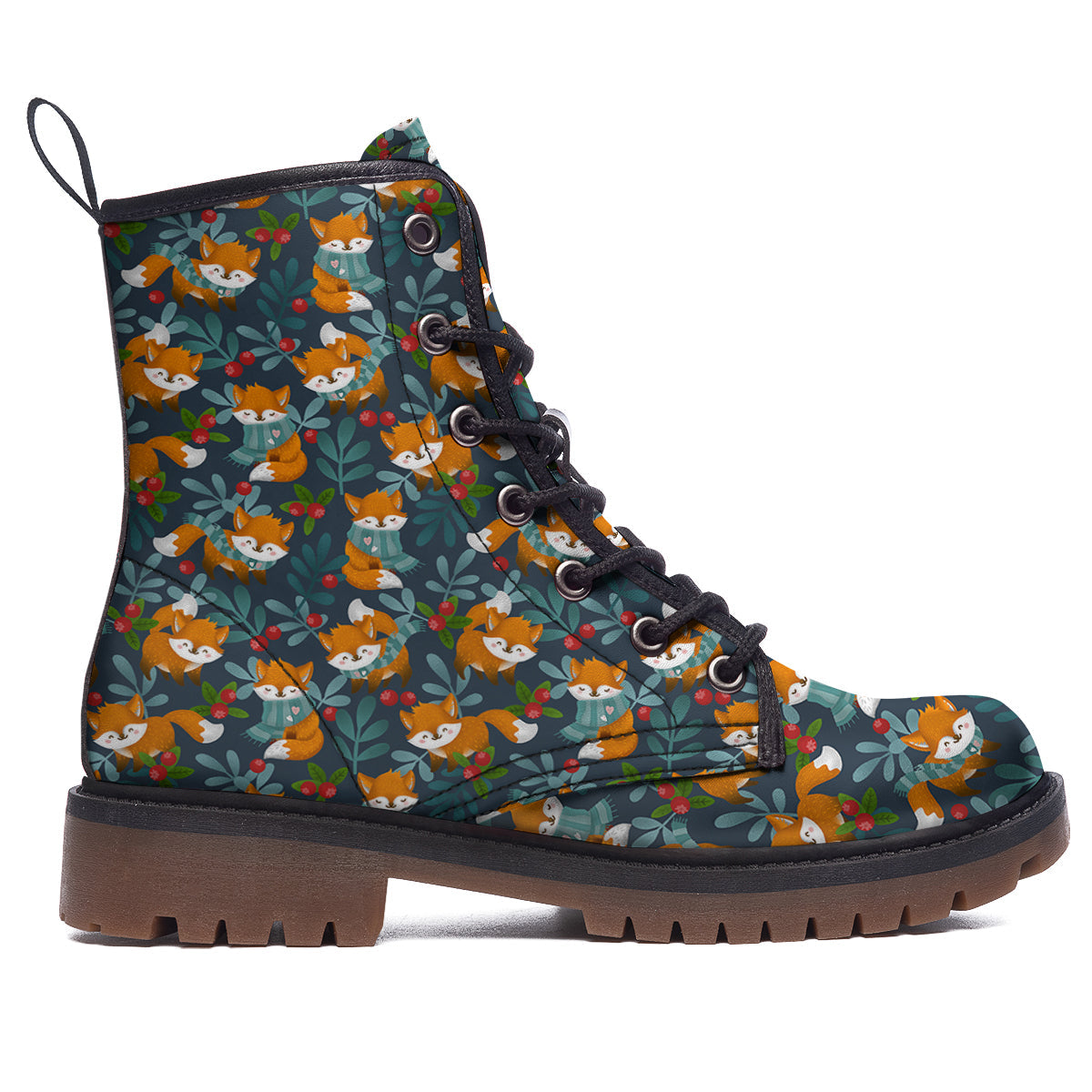 Cute Fox Print Pattern Work Boots-grizzshop