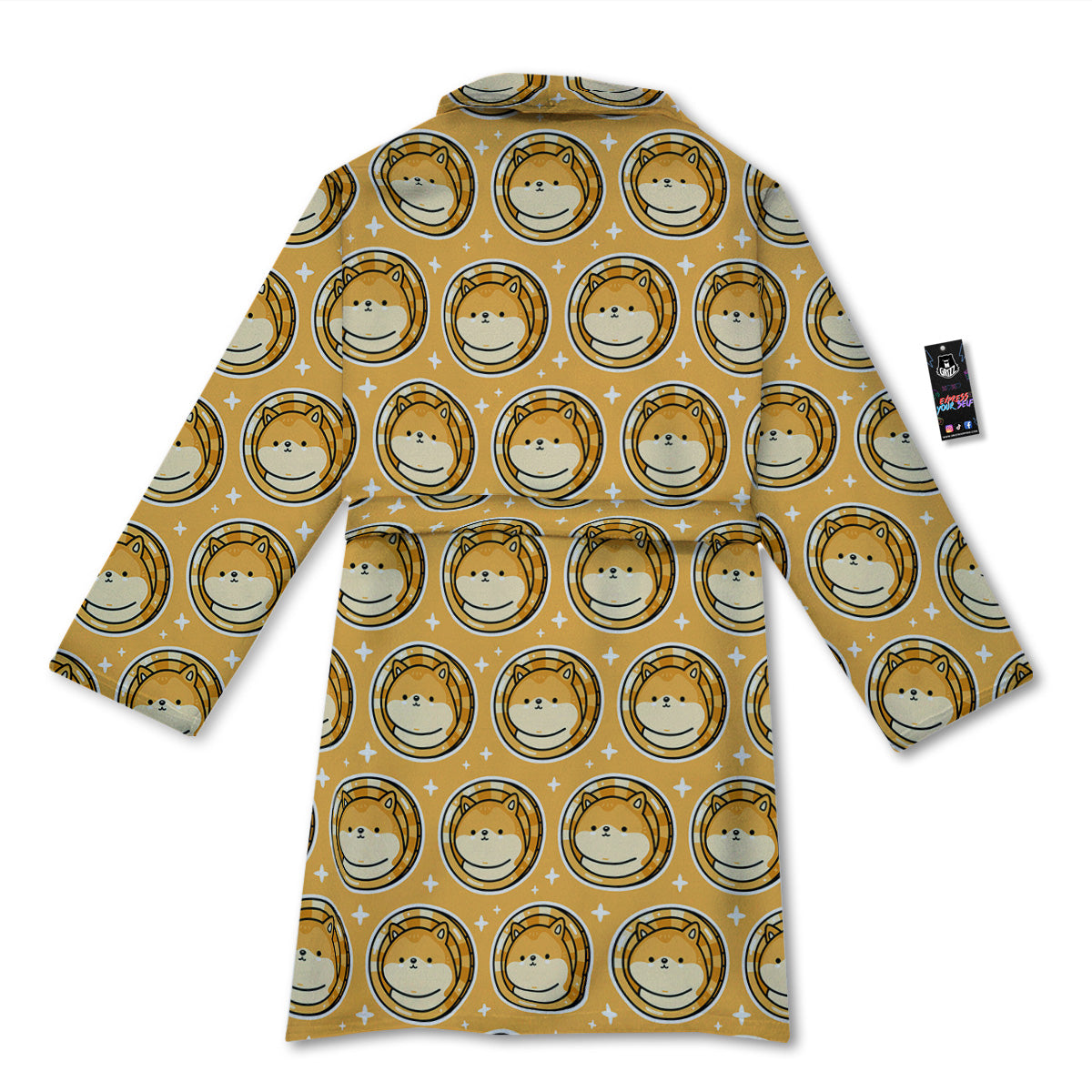 Cute Funny Crypto Dogecoin Print Pattern Bathrobe-grizzshop