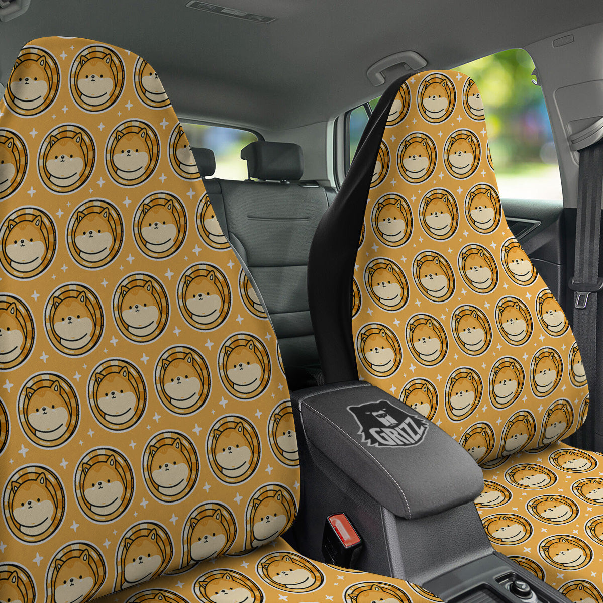 Cute Funny Crypto Dogecoin Print Pattern Car Seat Covers-grizzshop