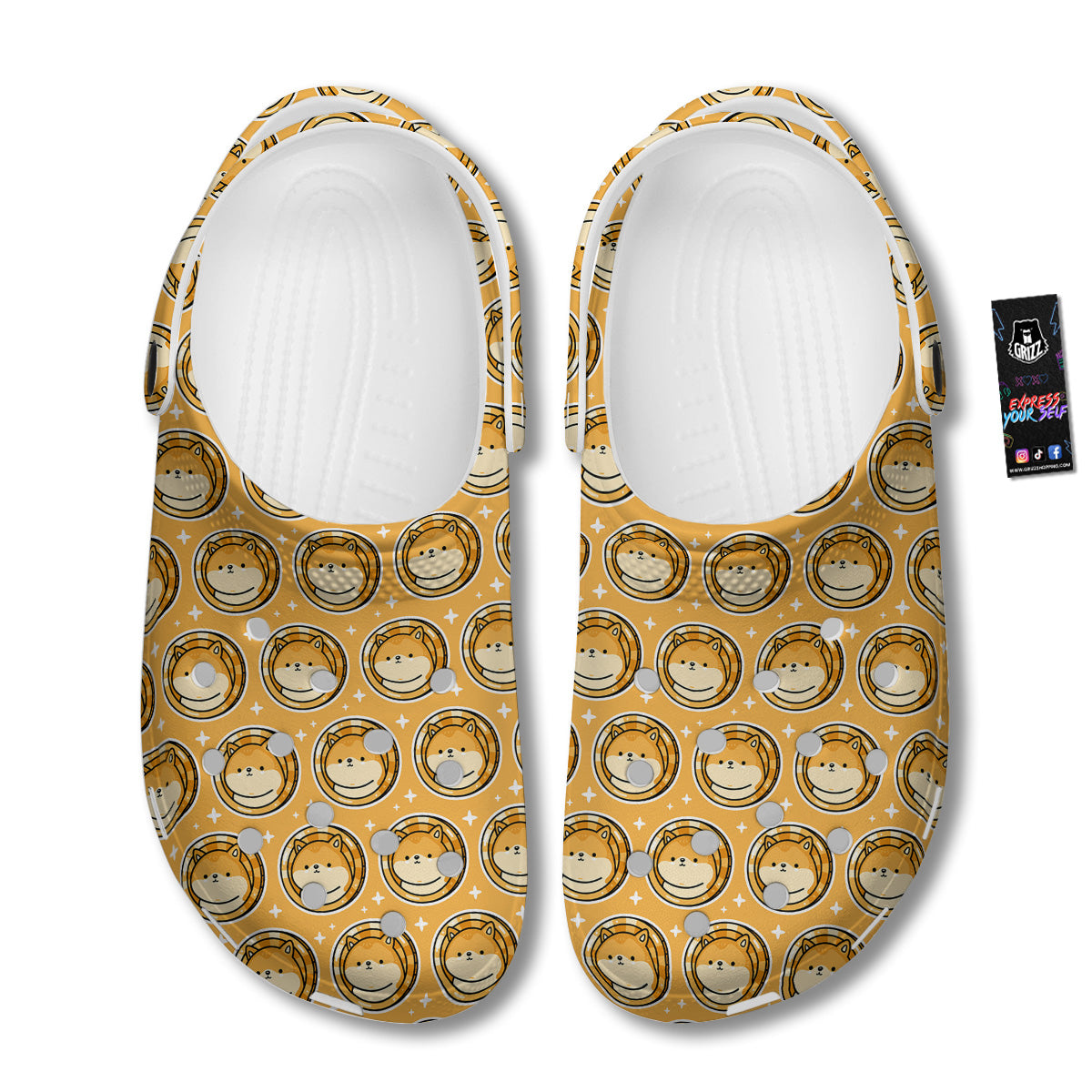 Cute Funny Crypto Dogecoin Print Pattern Clog-grizzshop