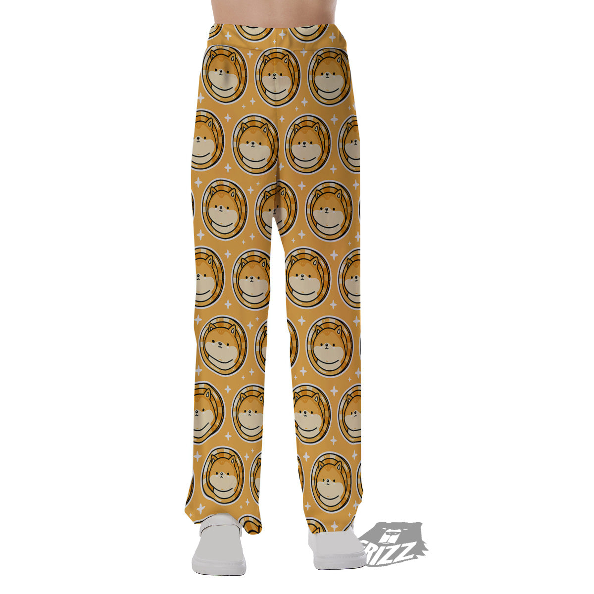 Cute Funny Crypto Dogecoin Print Pattern Pajama Pants-grizzshop