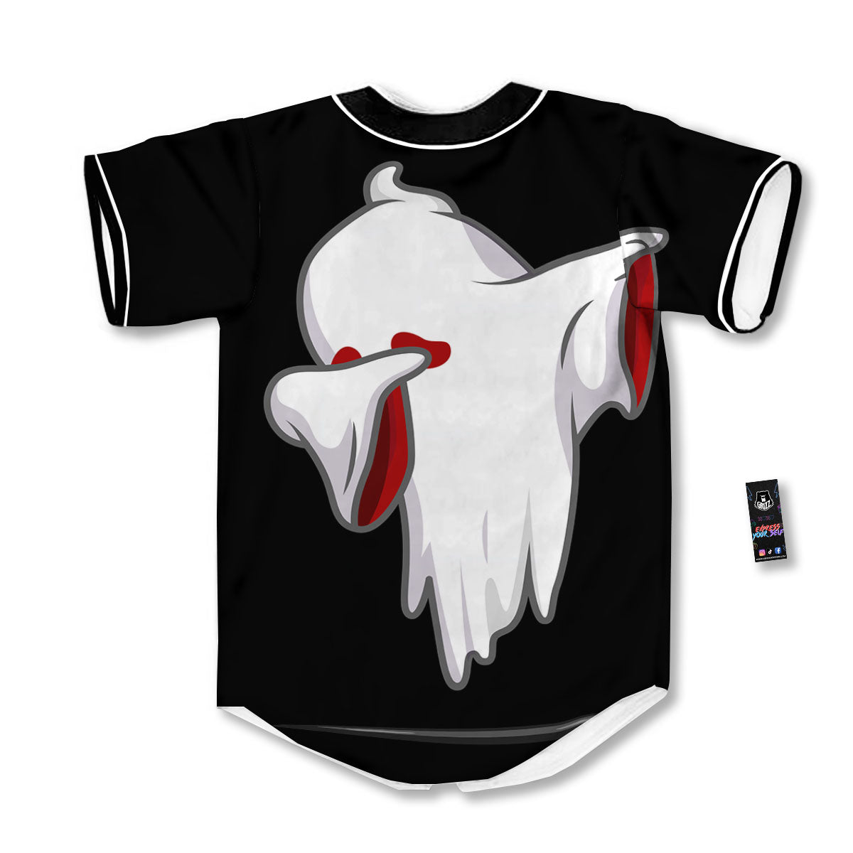 Cute Ghost Dap Print Baseball Jersey-grizzshop