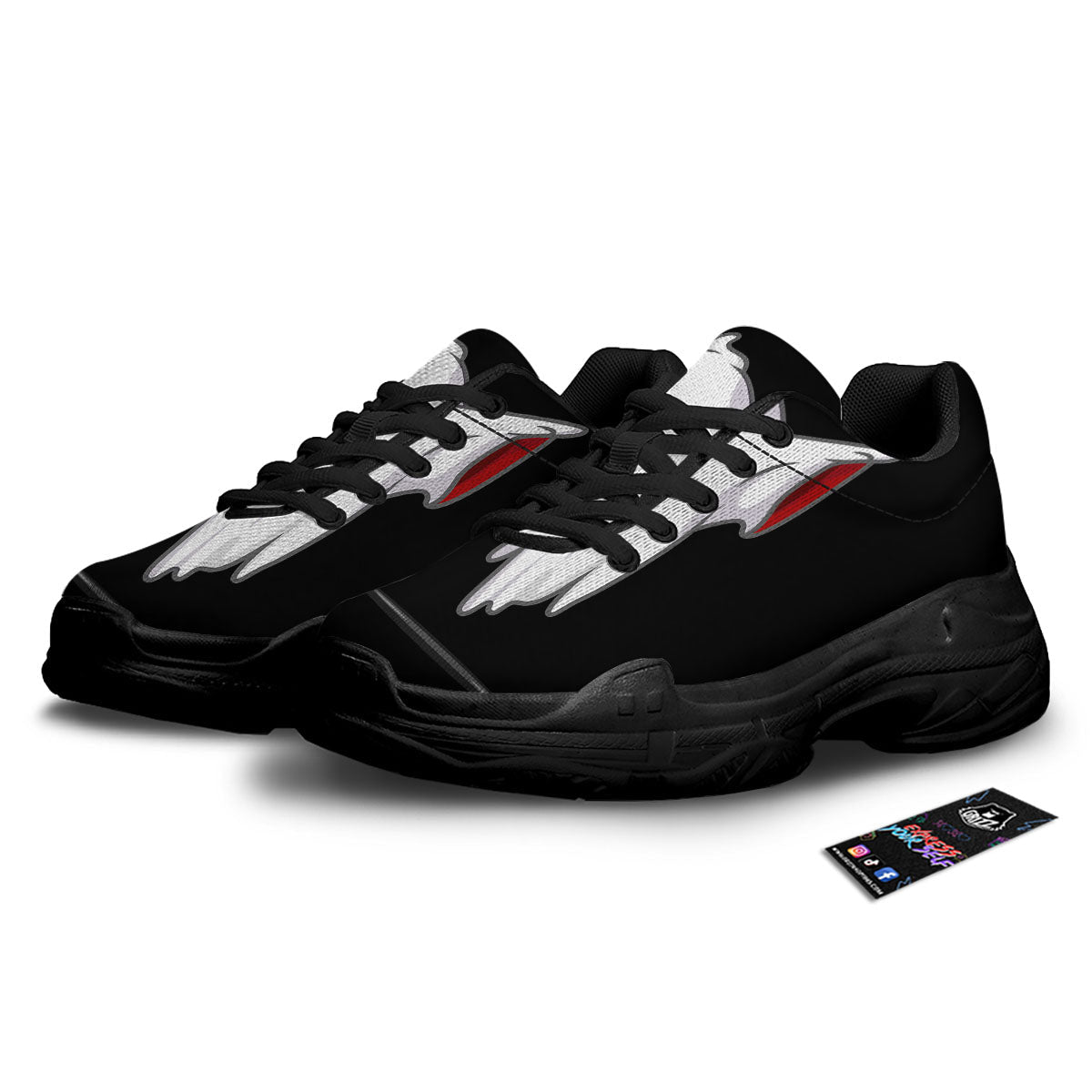 Cute Ghost Dap Print Black Chunky Shoes-grizzshop