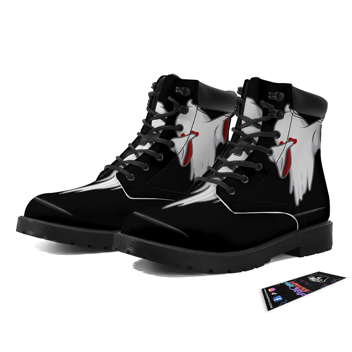 Cute Ghost Dap Print Boots-grizzshop