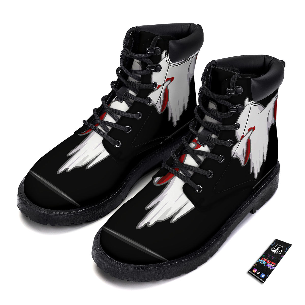 Cute Ghost Dap Print Boots-grizzshop