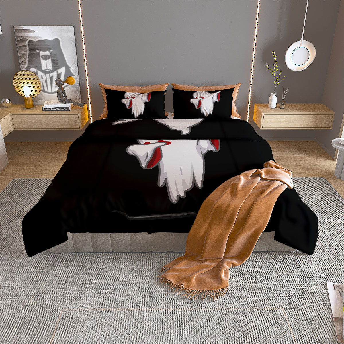 Cute Ghost Dap Print Duvet Cover Bedding Set