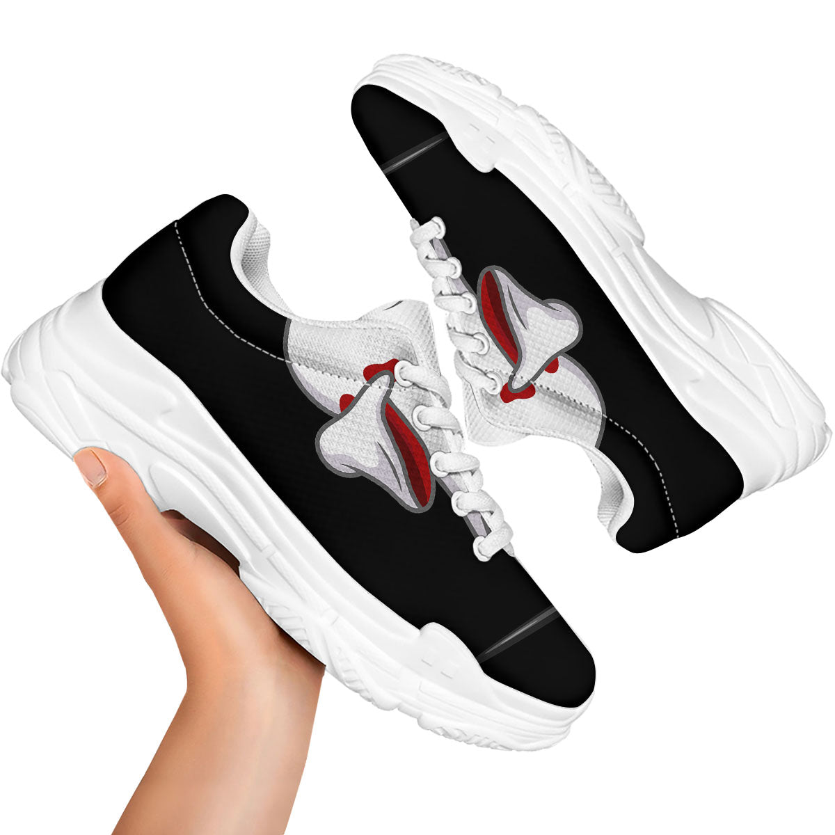 Cute Ghost Dap Print White Chunky Shoes-grizzshop
