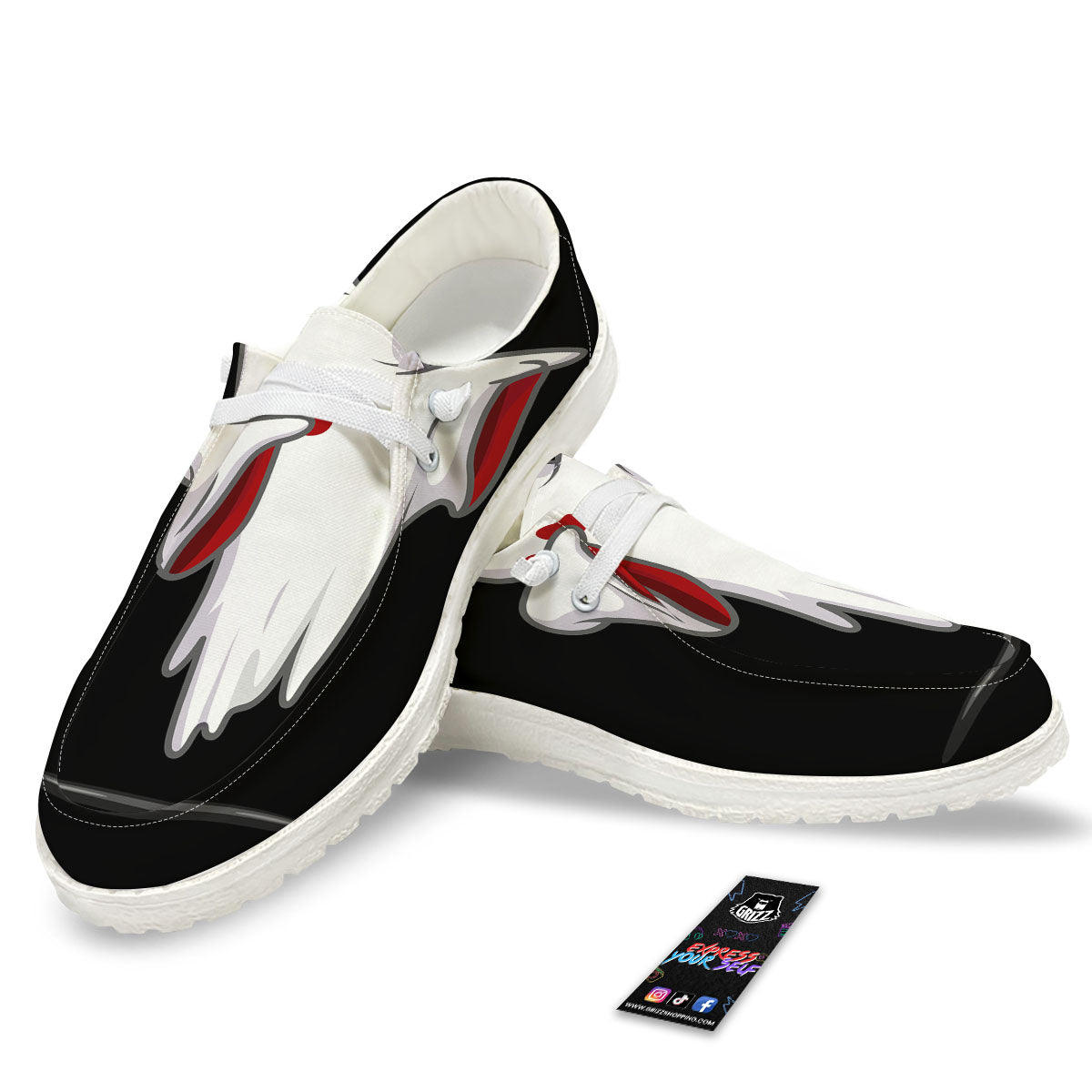 Cute Ghost Dap Print White Loafers-grizzshop