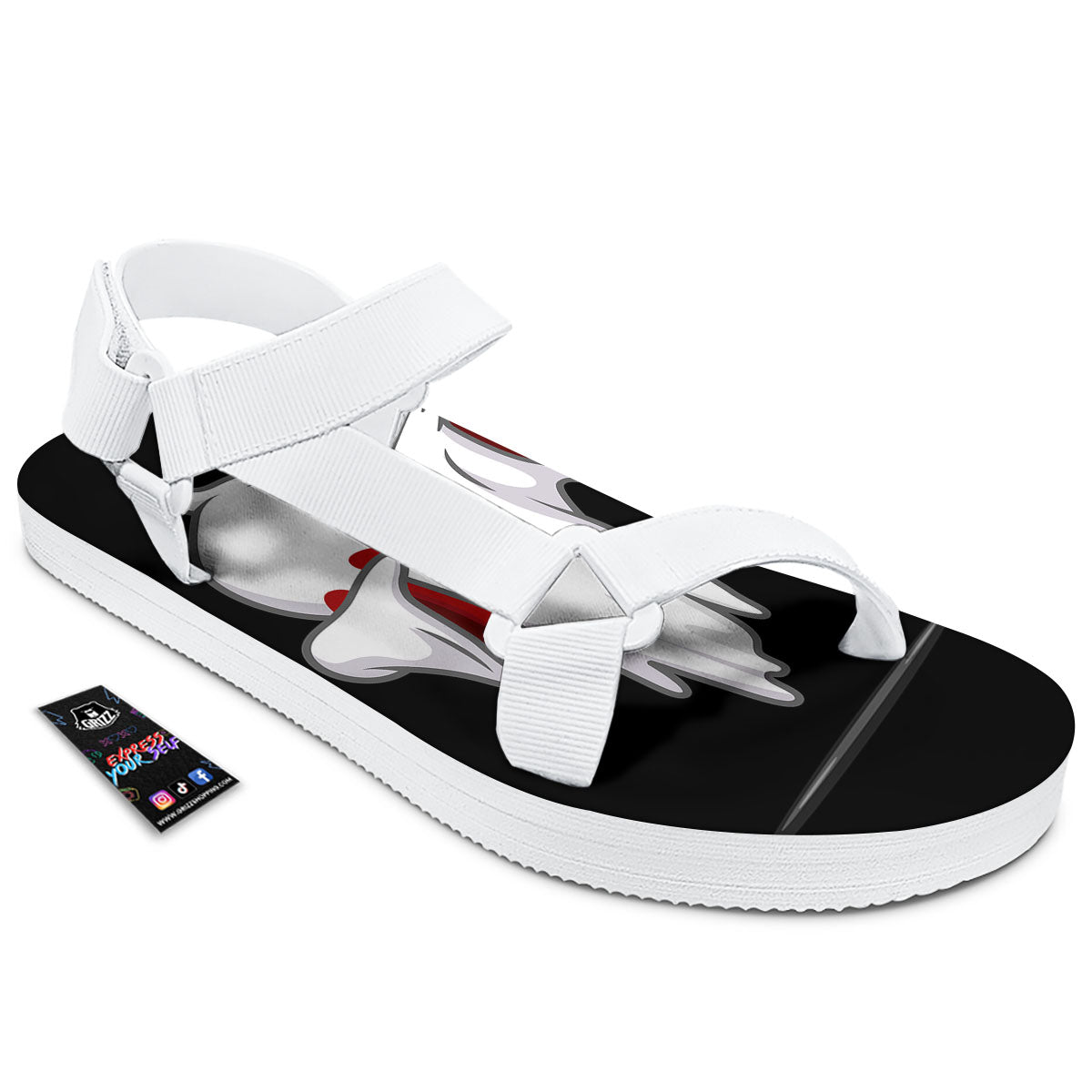 Cute Ghost Dap Print White Open Toe Sandals-grizzshop