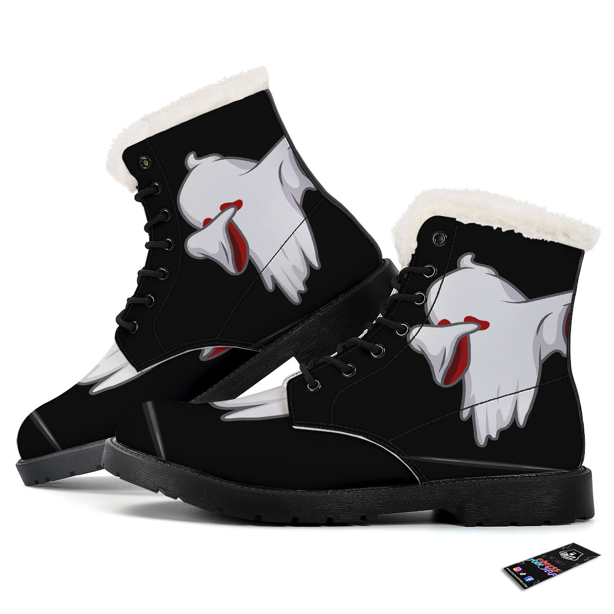 Cute Ghost Dap Print Winter Boots-grizzshop