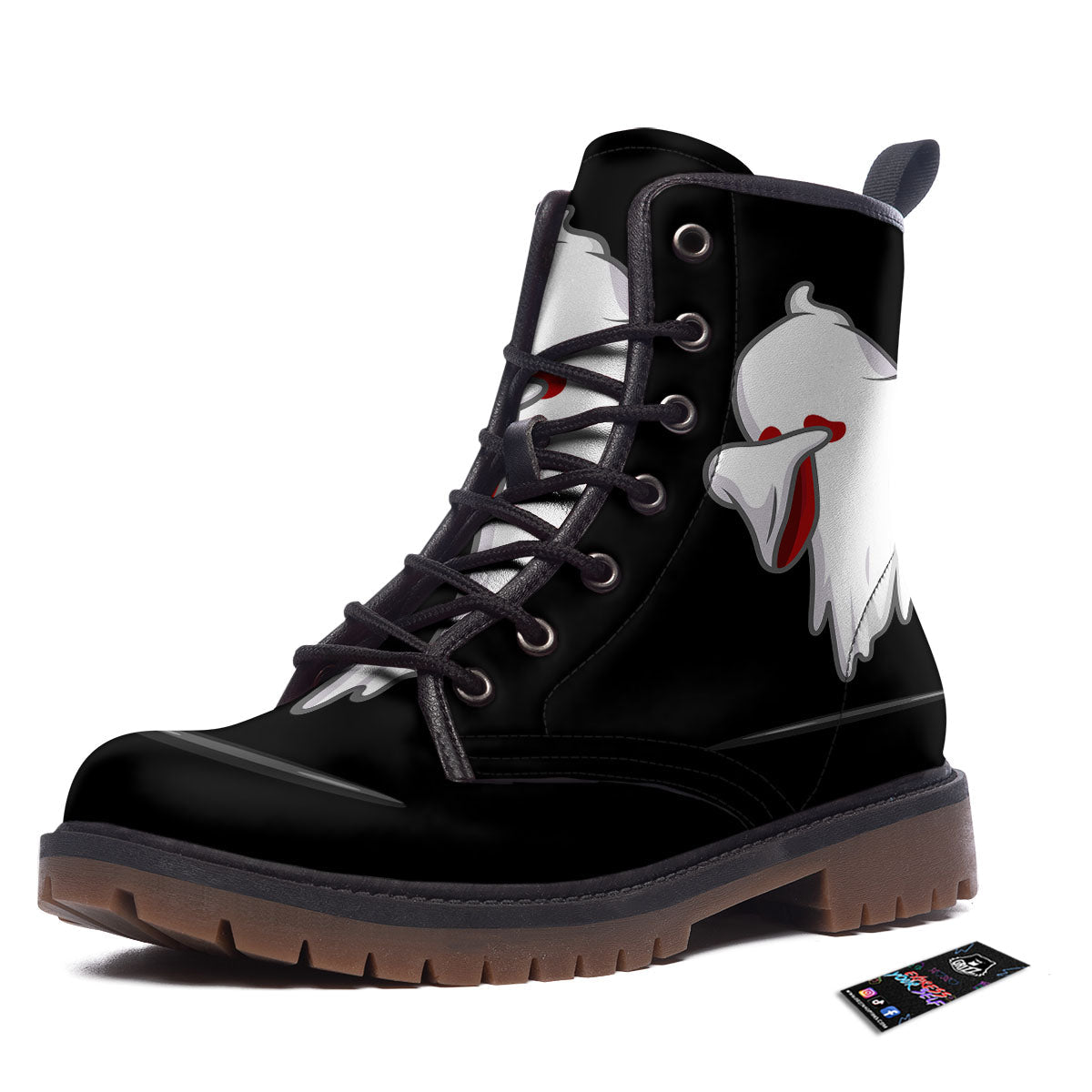 Cute Ghost Dap Print Work Boots-grizzshop