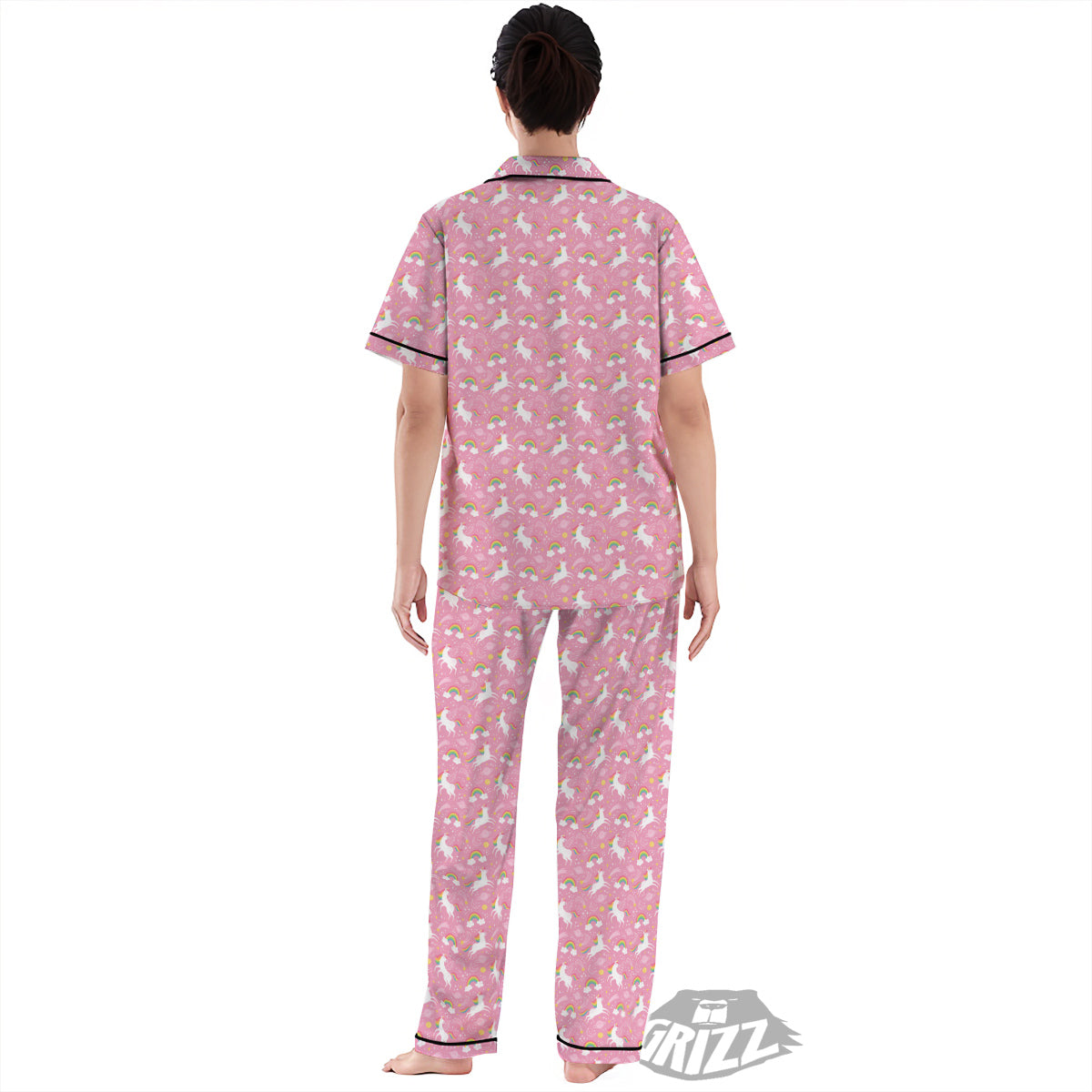Cute Girly Unicorn Print Pattern Women's Pajamas Set-grizzshop