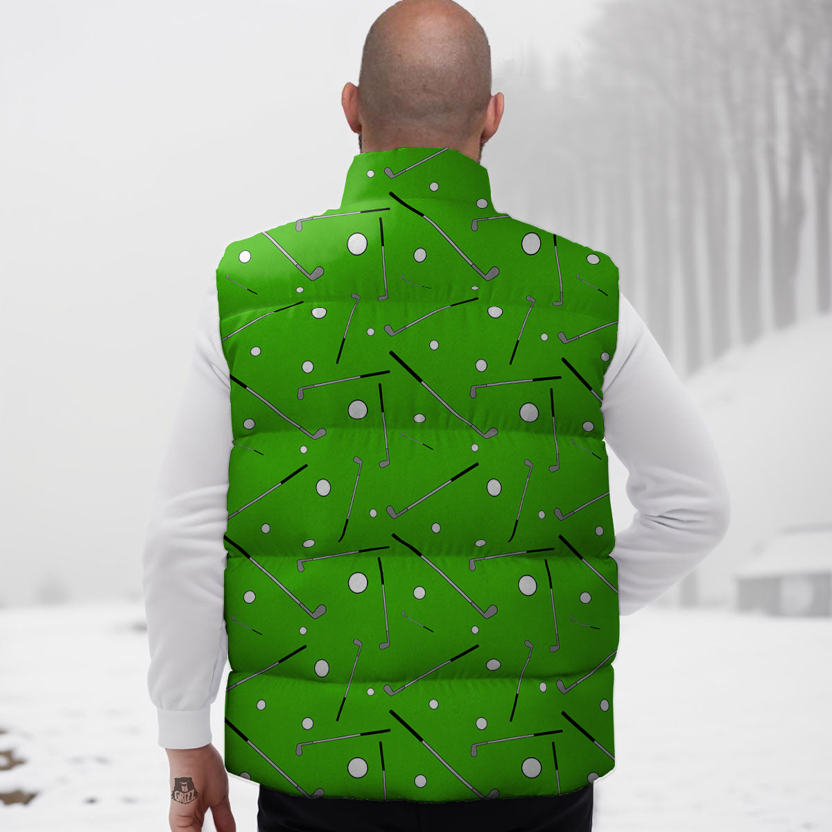 Cute Golf Print Pattern Down Vest-grizzshop