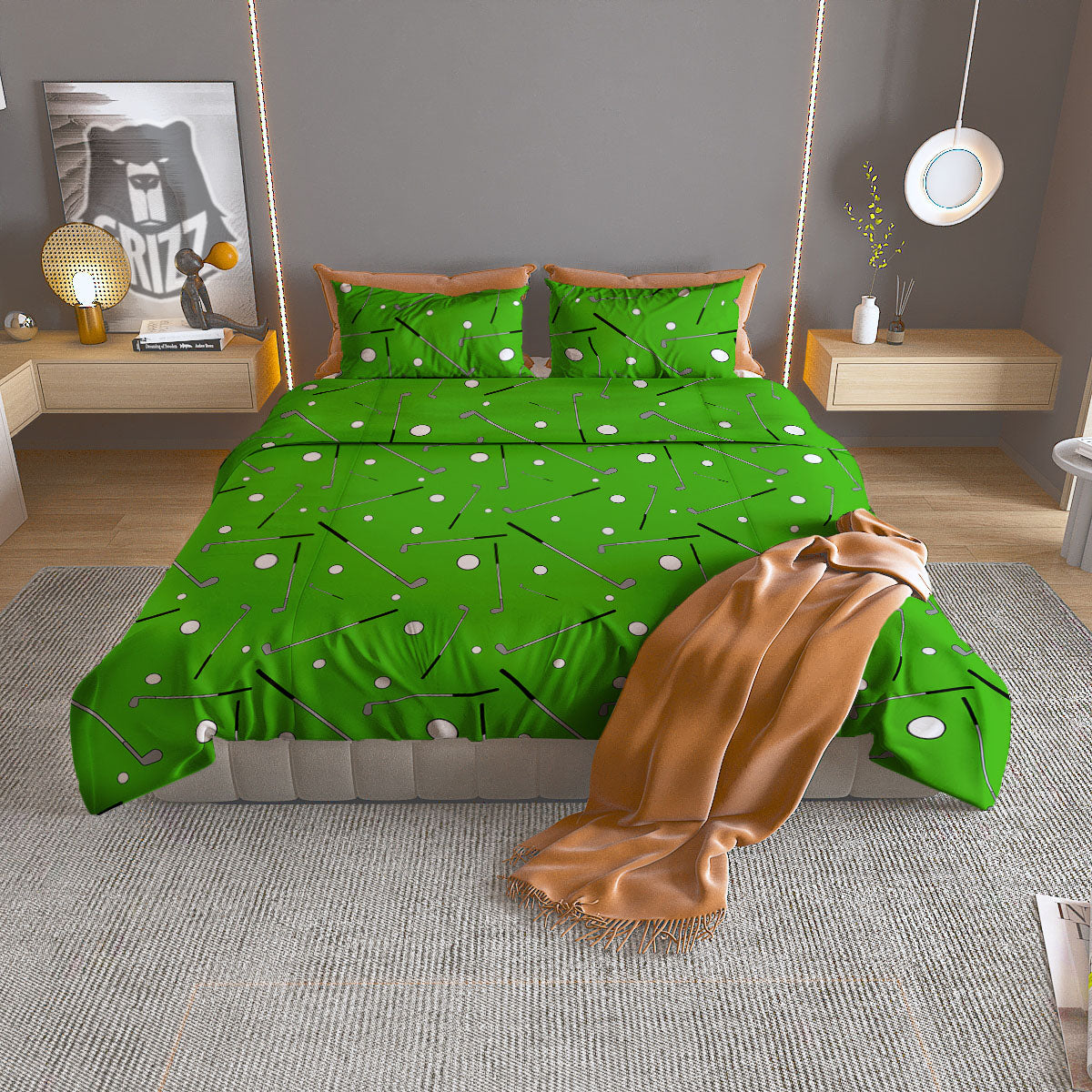 Cute Golf Print Pattern Duvet Cover Bedding Set-grizzshop