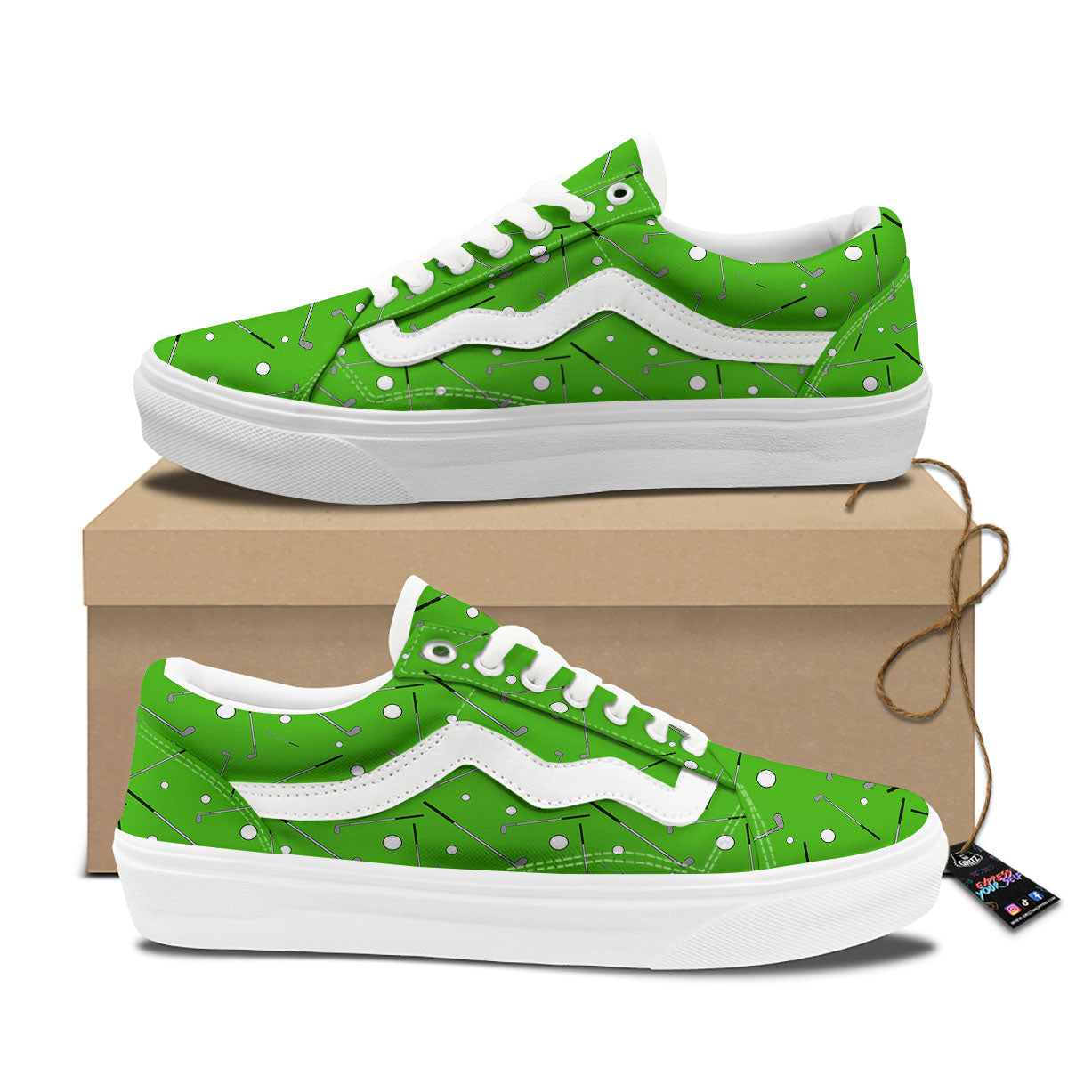 Cute Golf Print Pattern Skate Shoes-grizzshop