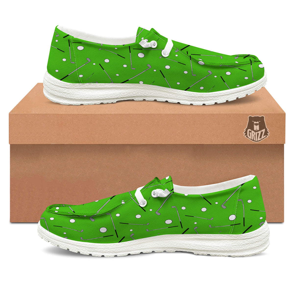 Cute Golf Print Pattern White Loafers-grizzshop