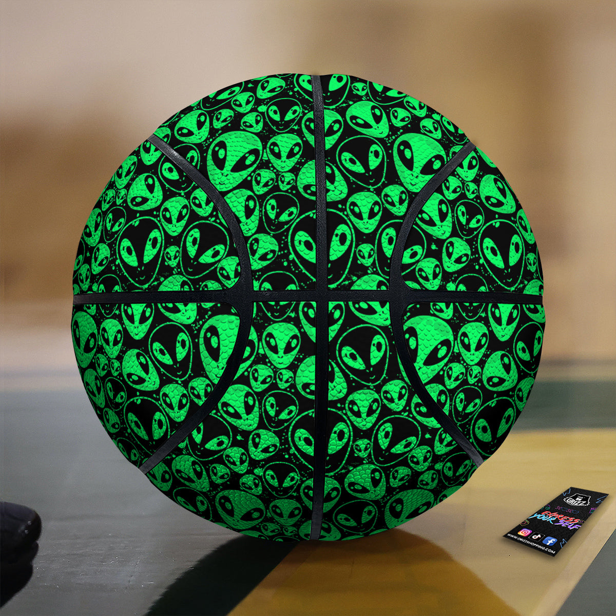 Cute Green Alien Print Pattern Basketball-grizzshop