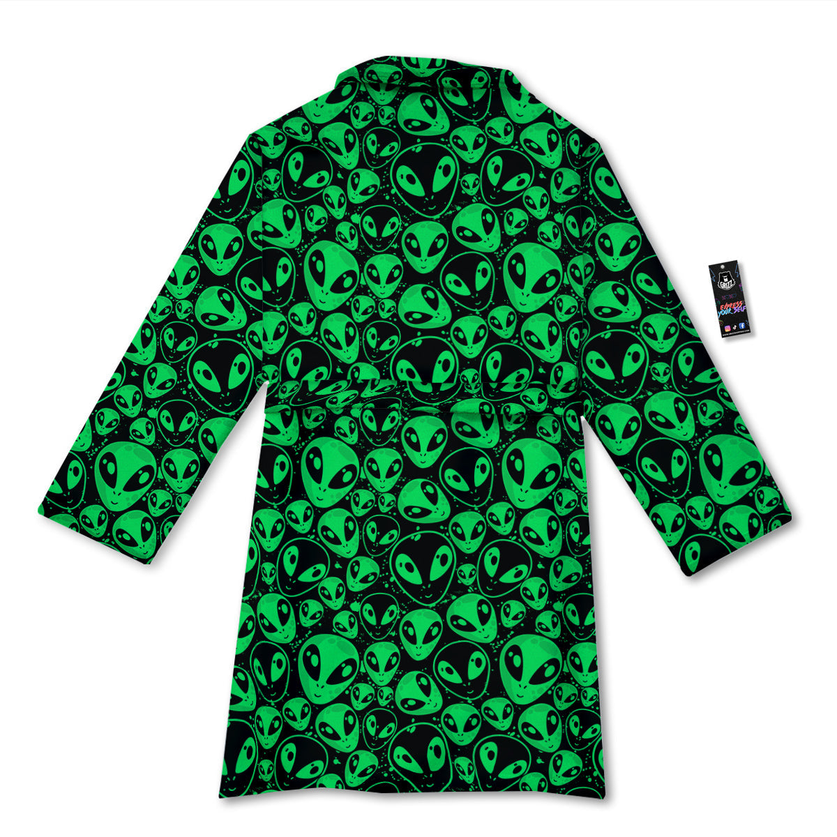 Cute Green Alien Print Pattern Bathrobe-grizzshop