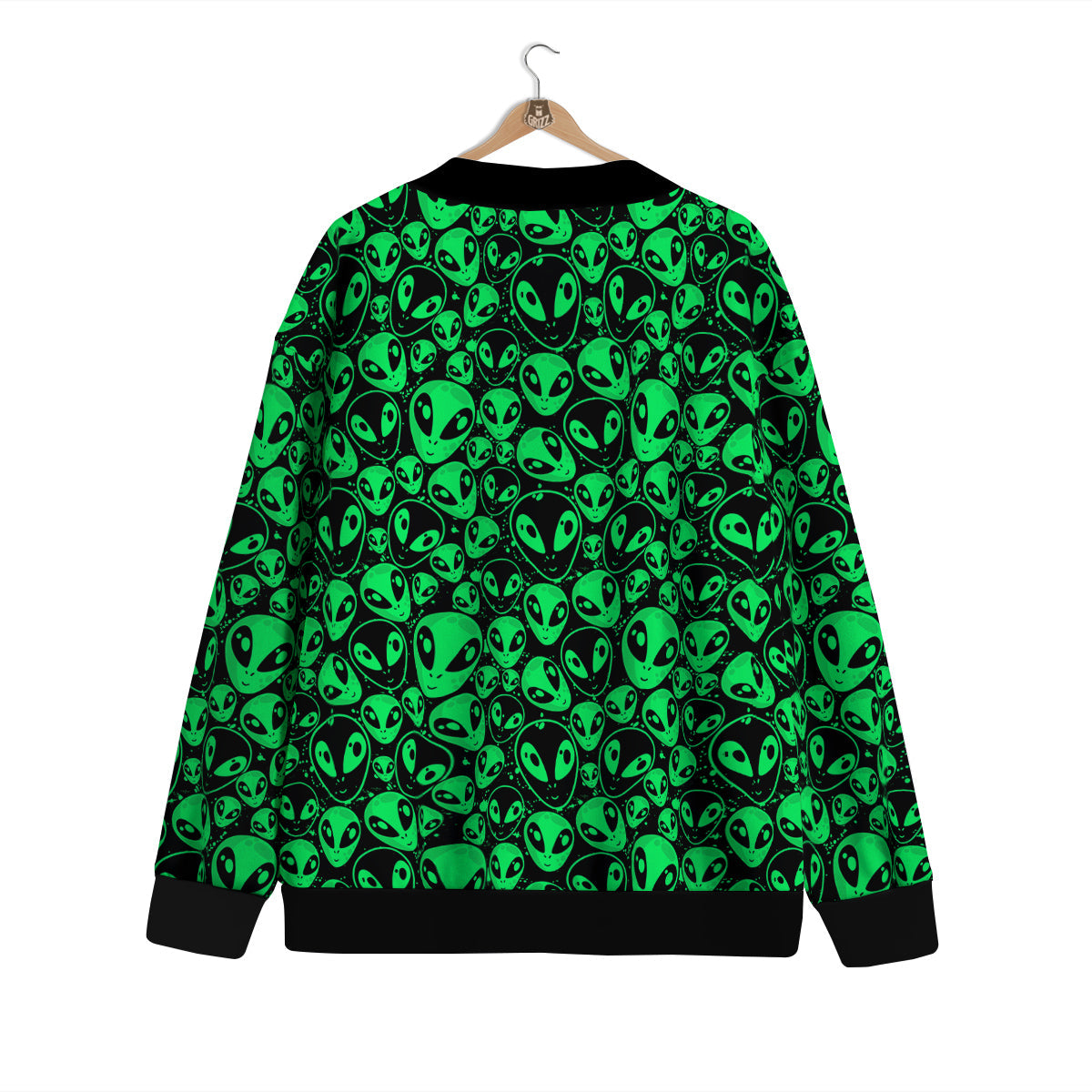 Cute Green Alien Print Pattern Cardigan-grizzshop