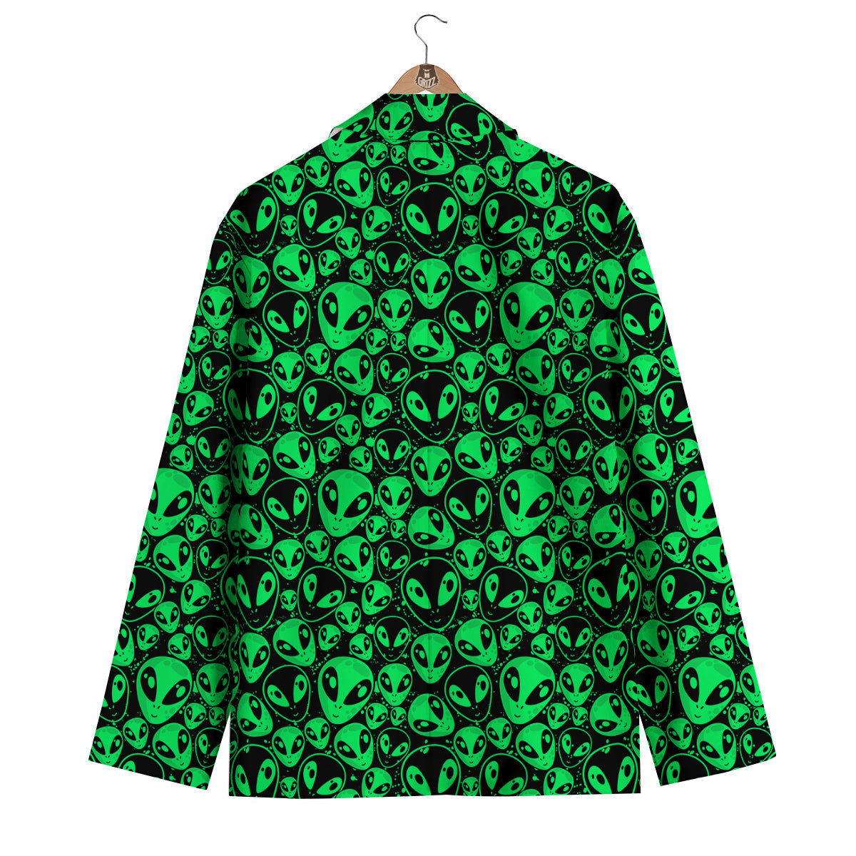 Cute Green Alien Print Pattern Men's Blazer-grizzshop