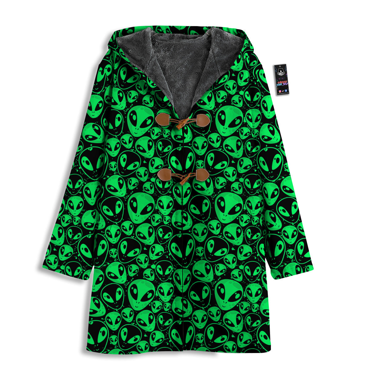 Cute Green Alien Print Pattern Men's Windbreaker Jacket-grizzshop