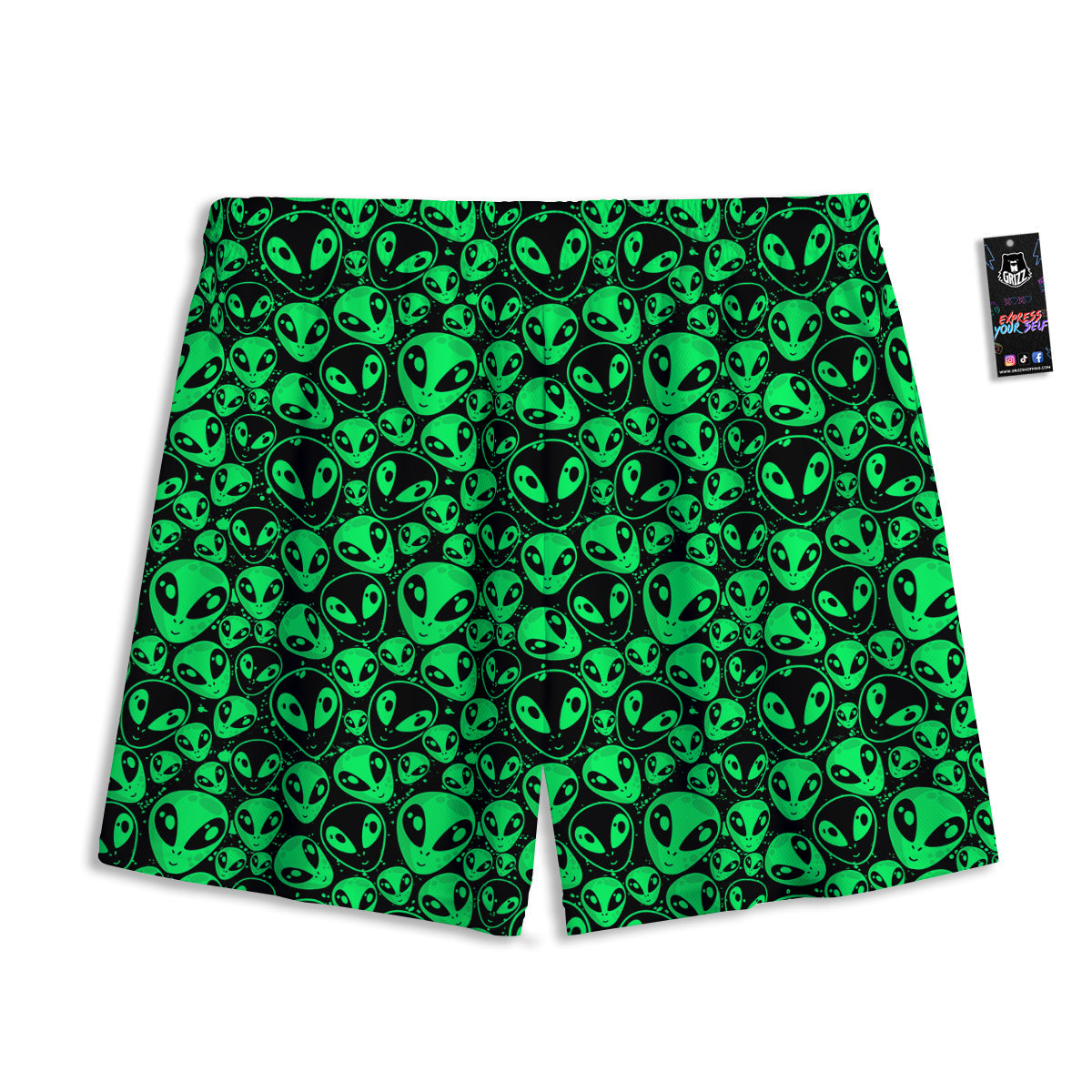 Cute Green Alien Print Pattern Mesh Shorts