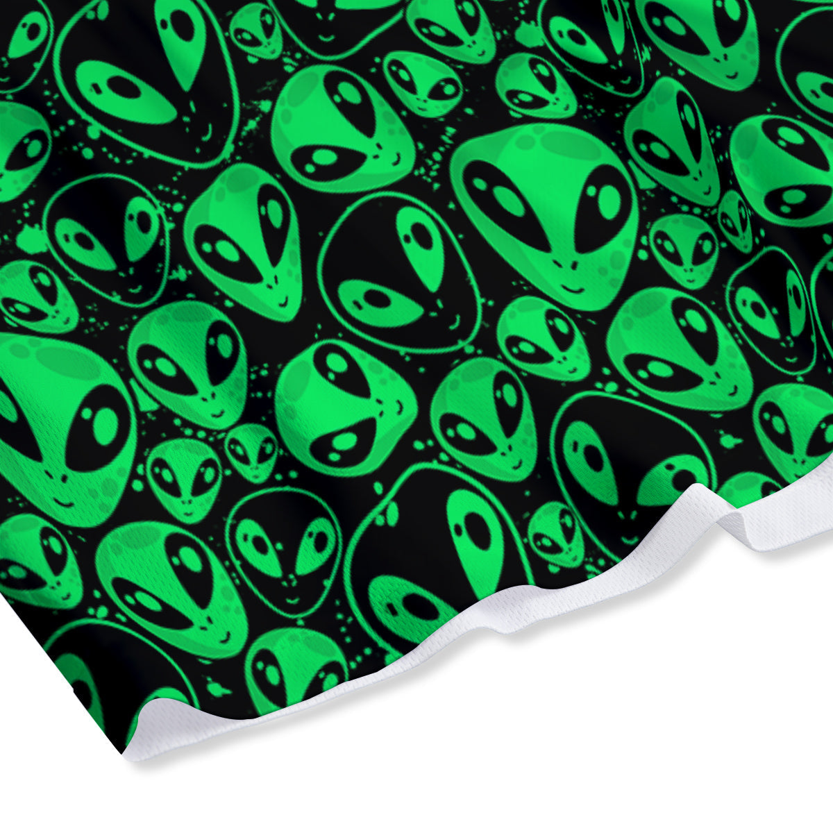 Cute Green Alien Print Pattern Mesh Shorts