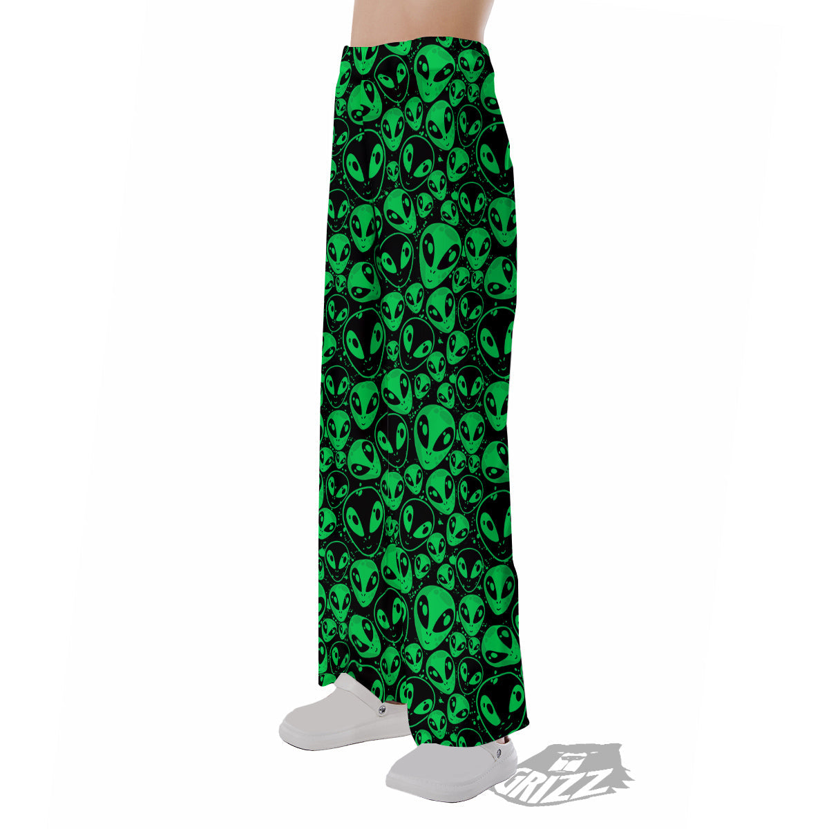 Cute Green Alien Print Pattern Pajama Pants-grizzshop