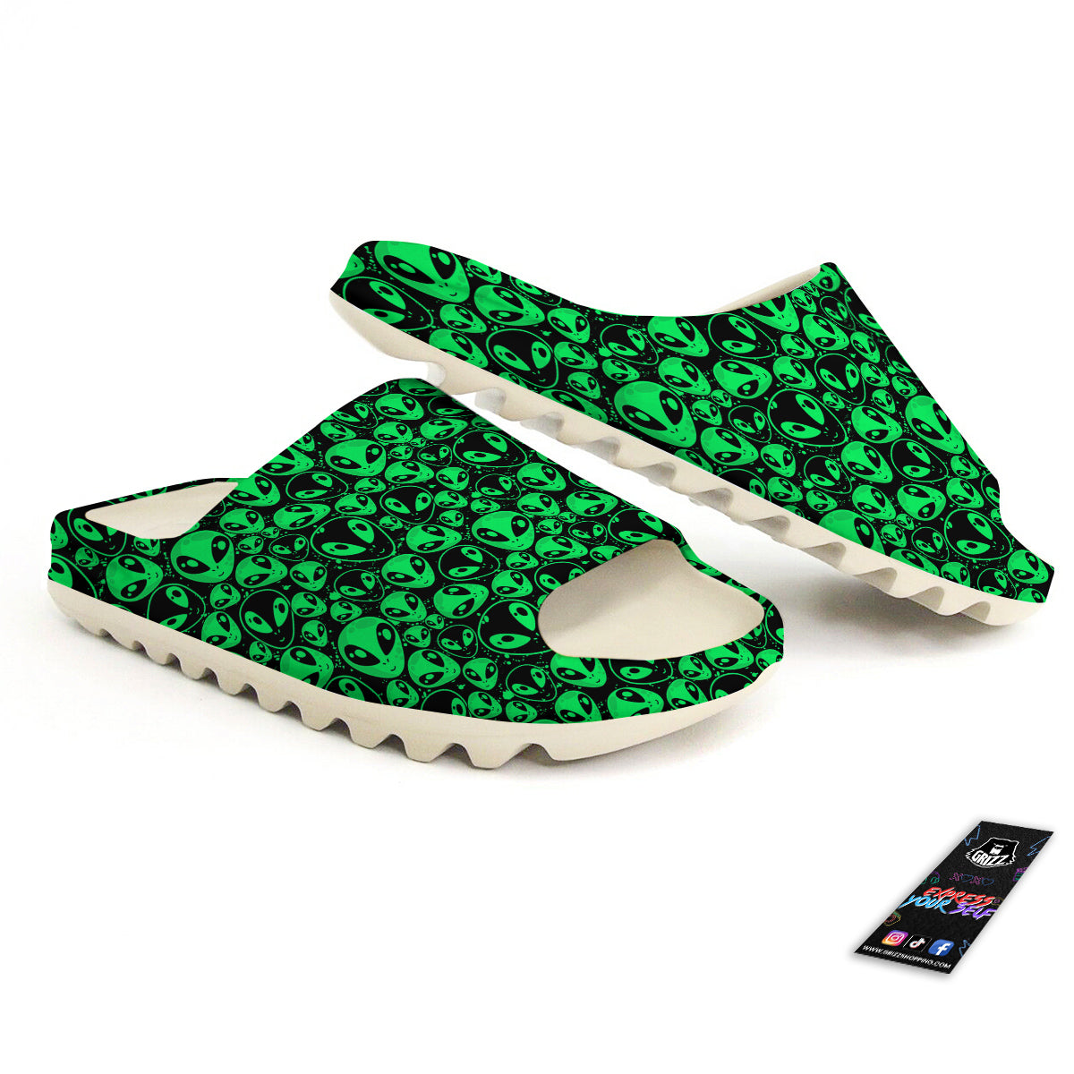 Cute Green Alien Print Pattern Sandals-grizzshop