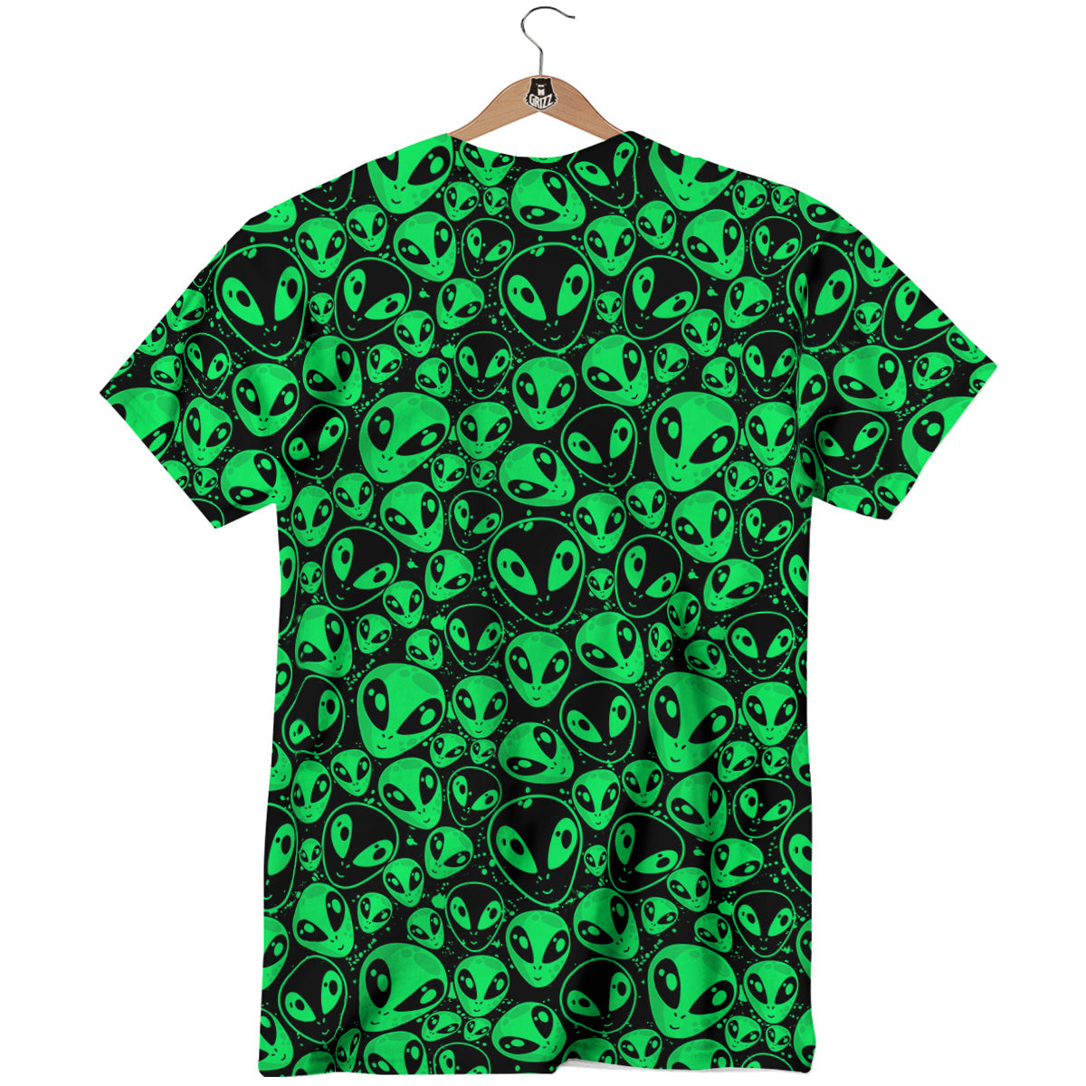 Cute Green Alien Print Pattern T-Shirt-grizzshop