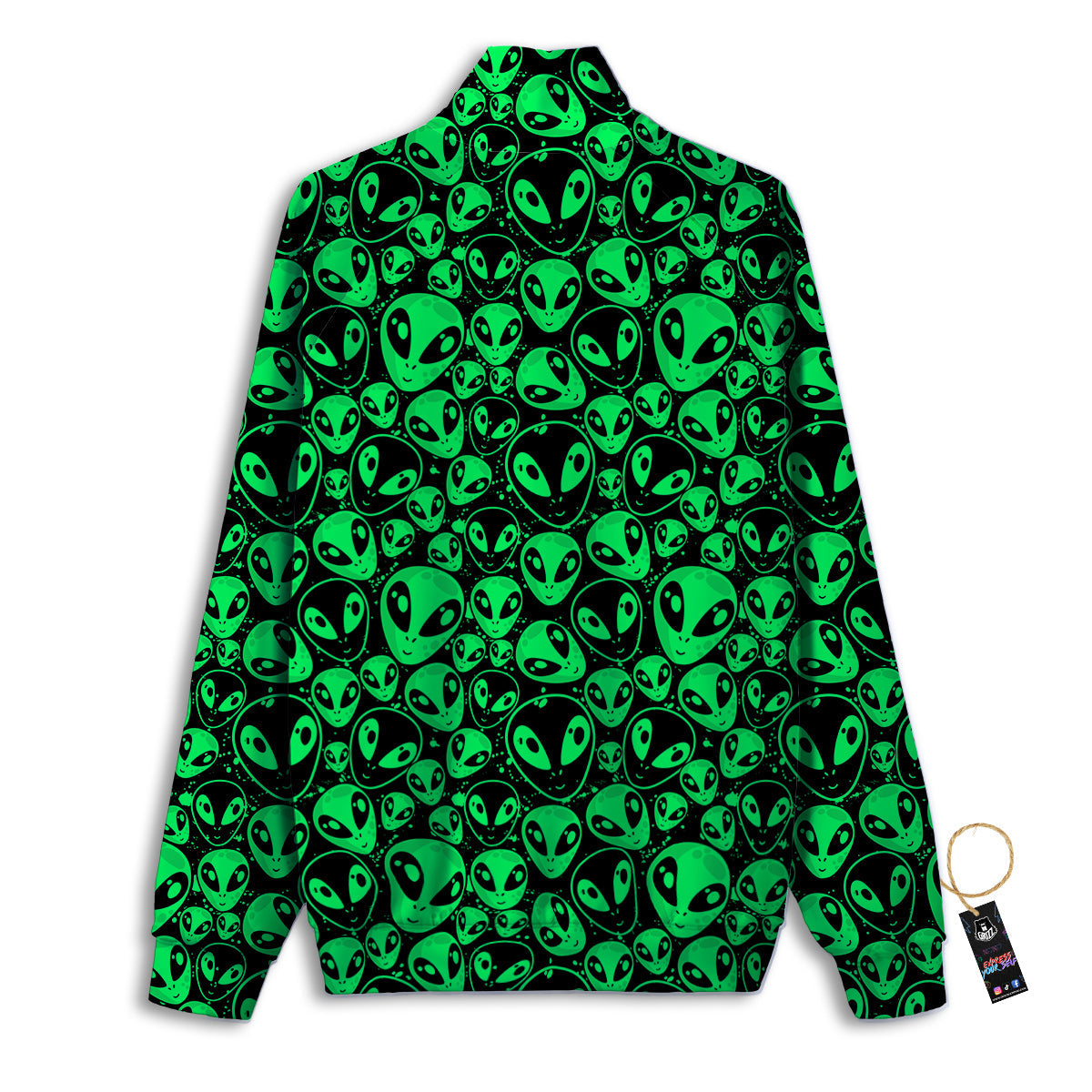 Cute Green Alien Print Pattern Track Jacket-grizzshop