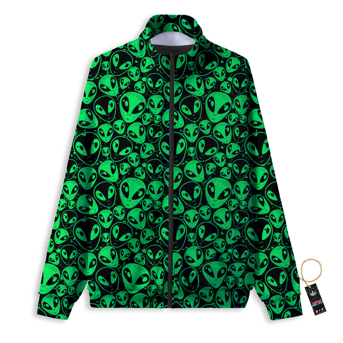 Cute Green Alien Print Pattern Track Jacket-grizzshop